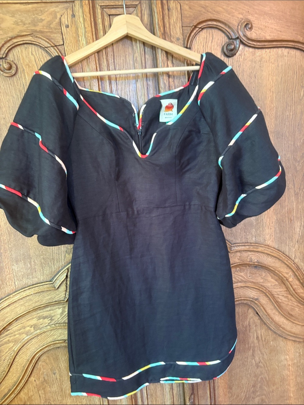 FARM Rio Black Colored Stripes Mini-Dress - Picture 9 of 16
